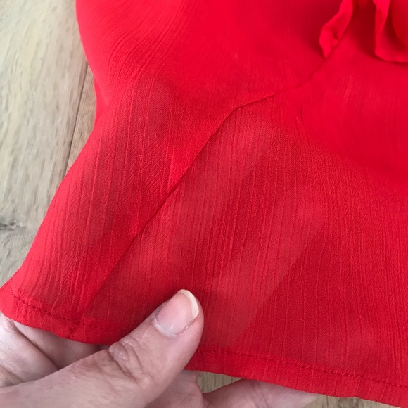 Sheer Red Ruffle Top - Picture 2 of 7